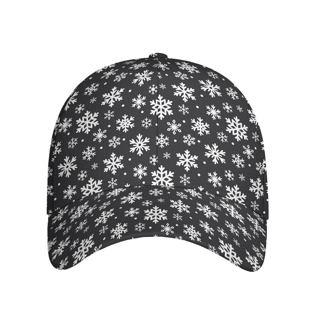 White And Grey Snowflake Pattern Print Baseball Cap