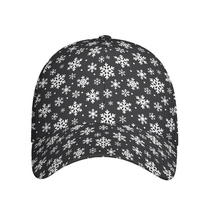 White And Grey Snowflake Pattern Print Baseball Cap