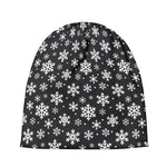 White And Grey Snowflake Pattern Print Beanie