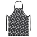 White And Grey Snowflake Pattern Print Bib Apron With Pocket