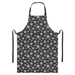 White And Grey Snowflake Pattern Print Bib Apron With Pocket