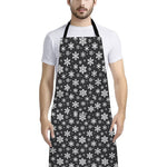 White And Grey Snowflake Pattern Print Bib Apron With Pocket