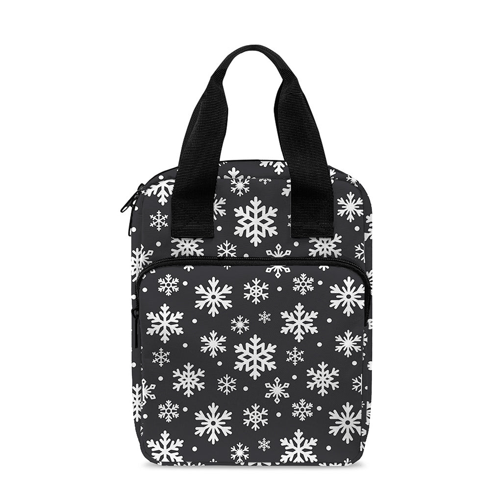 White And Grey Snowflake Pattern Print Bible Tote Bag