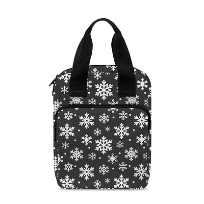 White And Grey Snowflake Pattern Print Bible Tote Bag