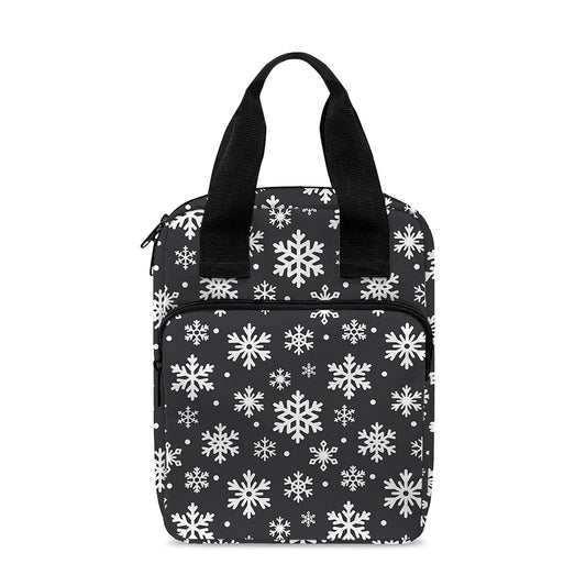 White And Grey Snowflake Pattern Print Bible Tote Bag