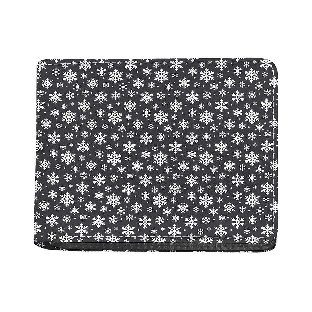 White And Grey Snowflake Pattern Print Bifold Wallet