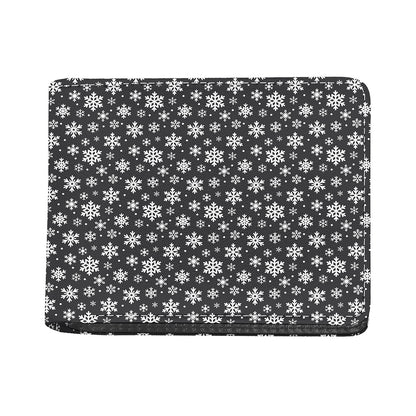 White And Grey Snowflake Pattern Print Bifold Wallet