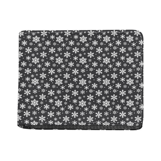 White And Grey Snowflake Pattern Print Bifold Wallet
