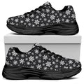 White And Grey Snowflake Pattern Print Black Chunky Shoes