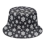 White And Grey Snowflake Pattern Print Bucket Hat