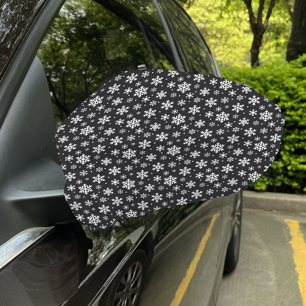 White And Grey Snowflake Pattern Print Car Side Mirror Covers