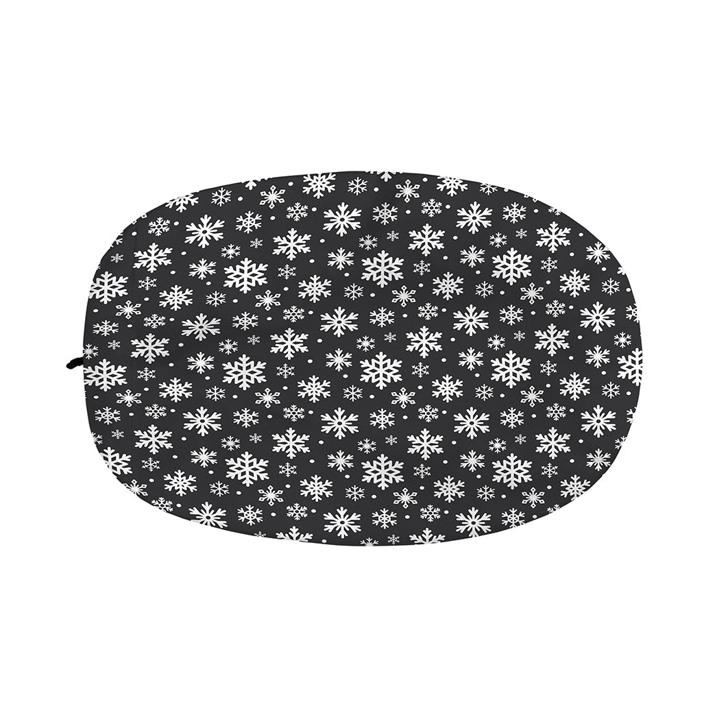 White And Grey Snowflake Pattern Print Car Side Mirror Covers