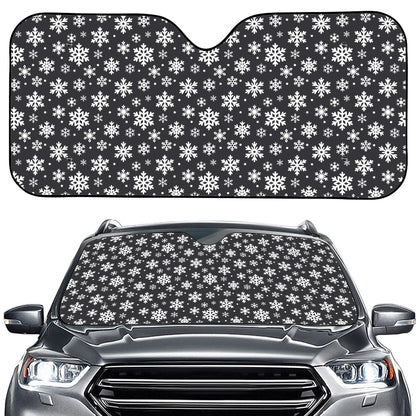 White And Grey Snowflake Pattern Print Car Windshield Sun Shade