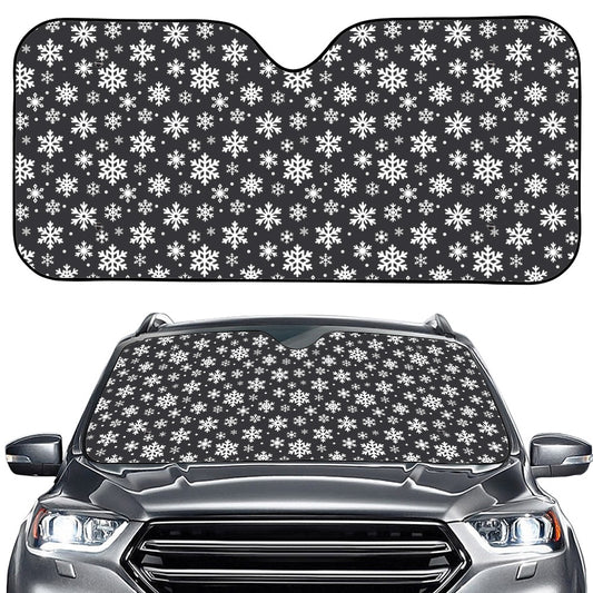 White And Grey Snowflake Pattern Print Car Windshield Sun Shade