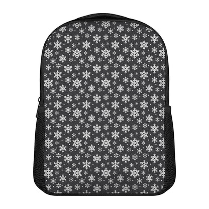 White And Grey Snowflake Pattern Print Casual Backpack