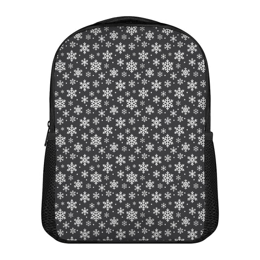 White And Grey Snowflake Pattern Print Casual Backpack