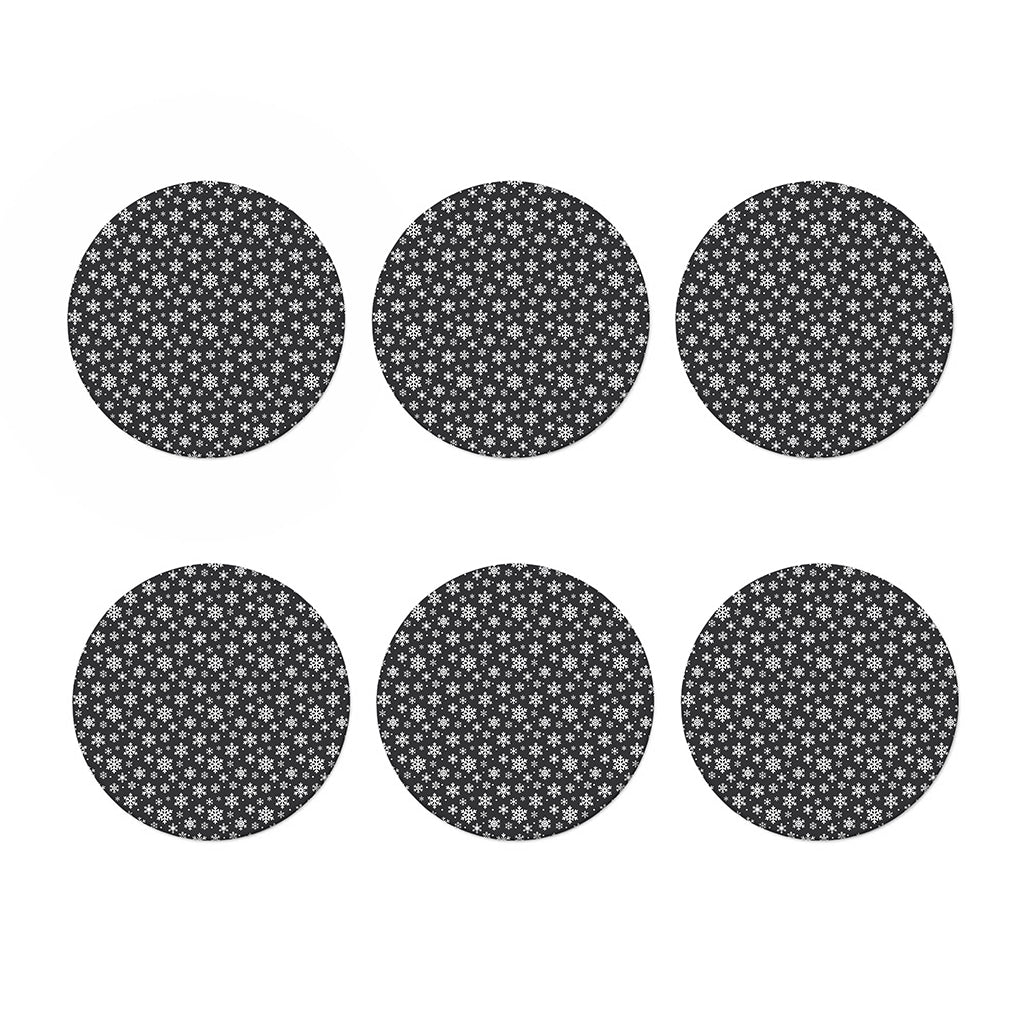 White And Grey Snowflake Pattern Print Coaster Set