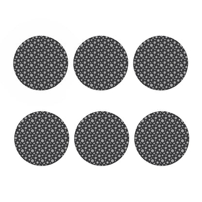 White And Grey Snowflake Pattern Print Coaster Set