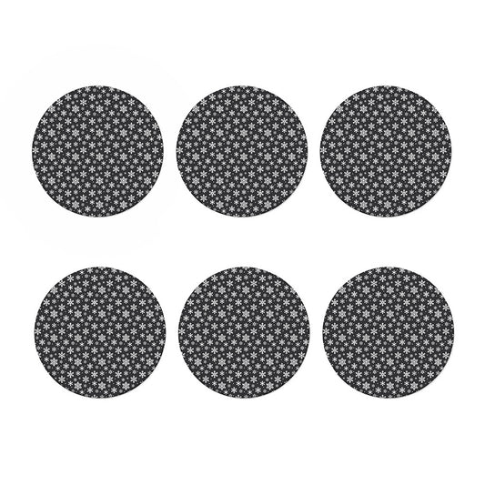 White And Grey Snowflake Pattern Print Coaster Set