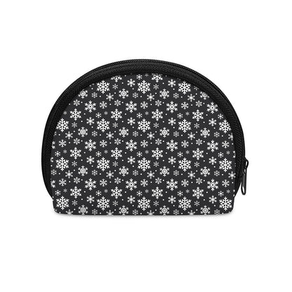 White And Grey Snowflake Pattern Print Coin Purse