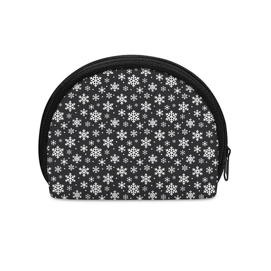 White And Grey Snowflake Pattern Print Coin Purse