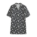 White And Grey Snowflake Pattern Print Cotton Hawaiian Shirt