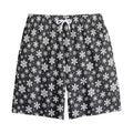 White And Grey Snowflake Pattern Print Cotton Shorts