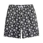 White And Grey Snowflake Pattern Print Cotton Shorts