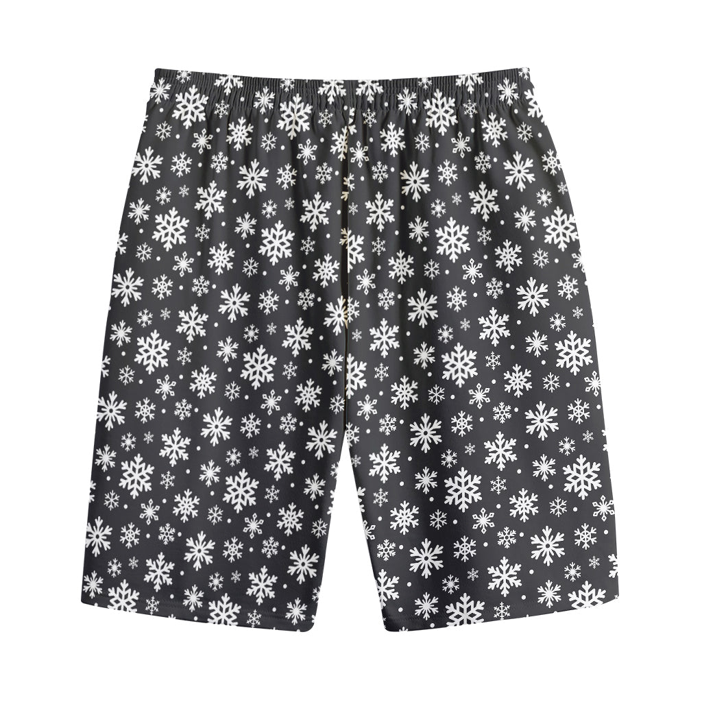 White And Grey Snowflake Pattern Print Cotton Shorts