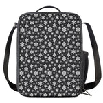 White And Grey Snowflake Pattern Print Crossbody Lunch Bag