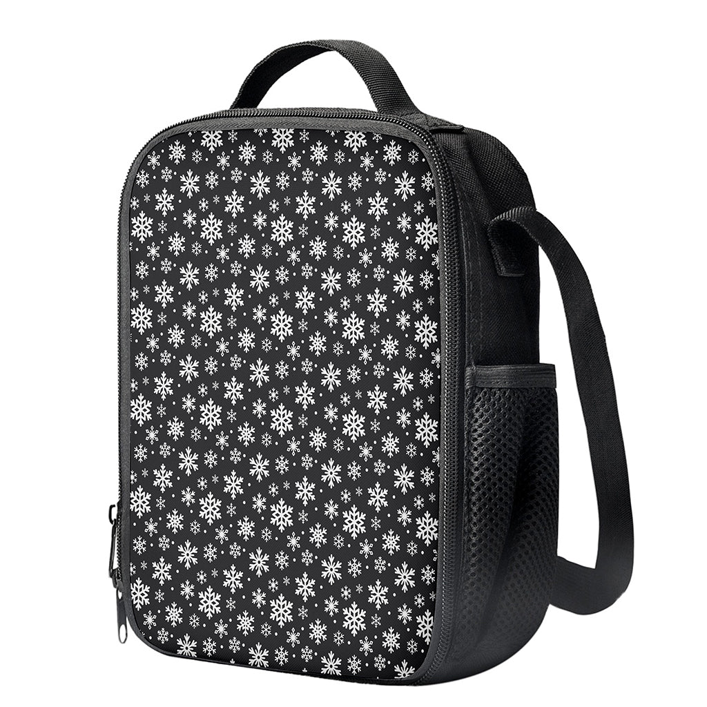 White And Grey Snowflake Pattern Print Crossbody Lunch Bag