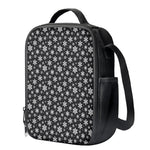 White And Grey Snowflake Pattern Print Crossbody Lunch Bag