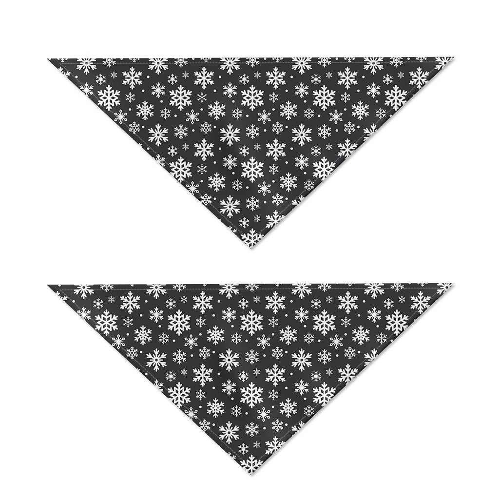 White And Grey Snowflake Pattern Print Dog Bandana