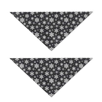 White And Grey Snowflake Pattern Print Dog Bandana