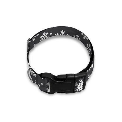White And Grey Snowflake Pattern Print Dog Collar