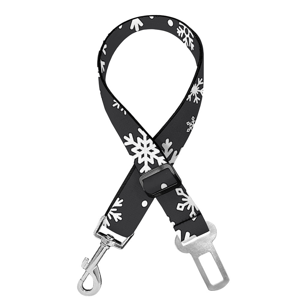 White And Grey Snowflake Pattern Print Dog Seat Belt