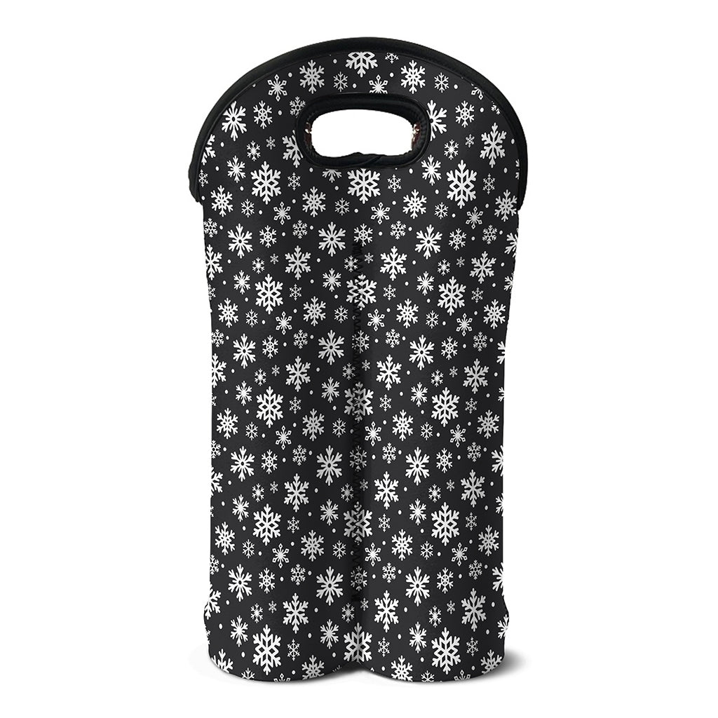 White And Grey Snowflake Pattern Print Double Neoprene Wine Tote
