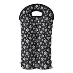 White And Grey Snowflake Pattern Print Double Neoprene Wine Tote