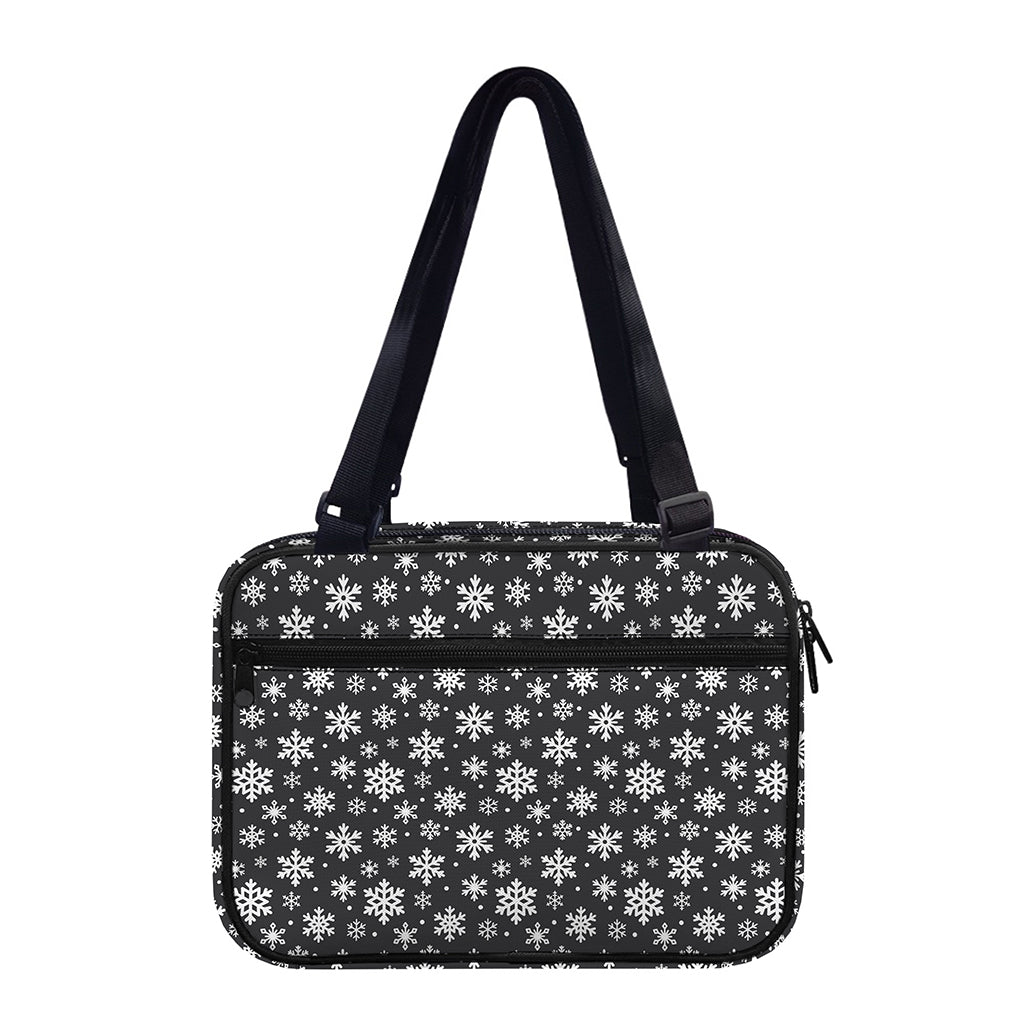 White And Grey Snowflake Pattern Print Double Strap Bible Bag