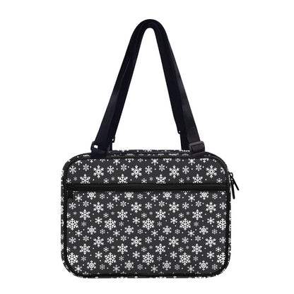 White And Grey Snowflake Pattern Print Double Strap Bible Bag