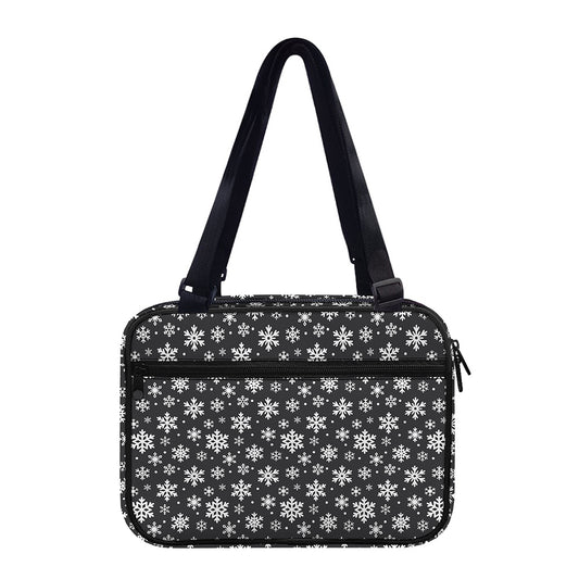 White And Grey Snowflake Pattern Print Double Strap Bible Bag