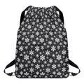 White And Grey Snowflake Pattern Print Drawstring Backpack