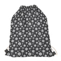 White And Grey Snowflake Pattern Print Drawstring Bag
