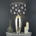 White And Grey Snowflake Pattern Print Drum Lamp Shade