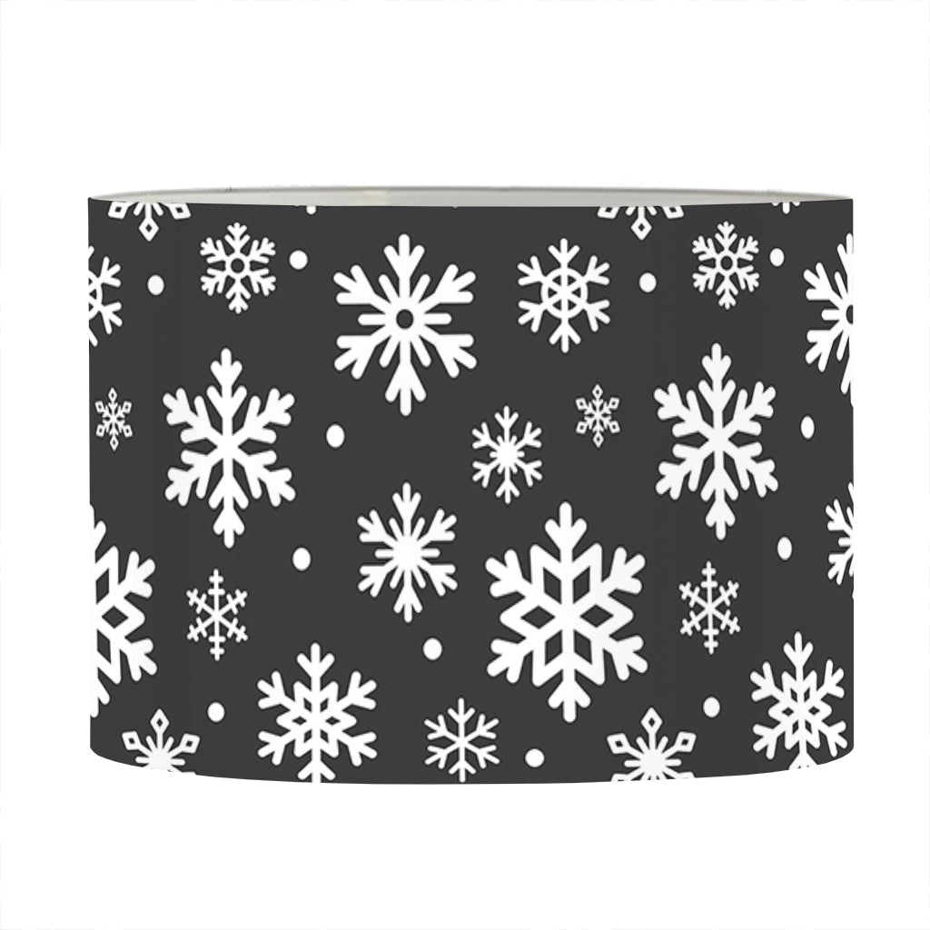 White And Grey Snowflake Pattern Print Drum Lamp Shade