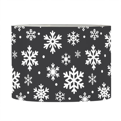 White And Grey Snowflake Pattern Print Drum Lamp Shade