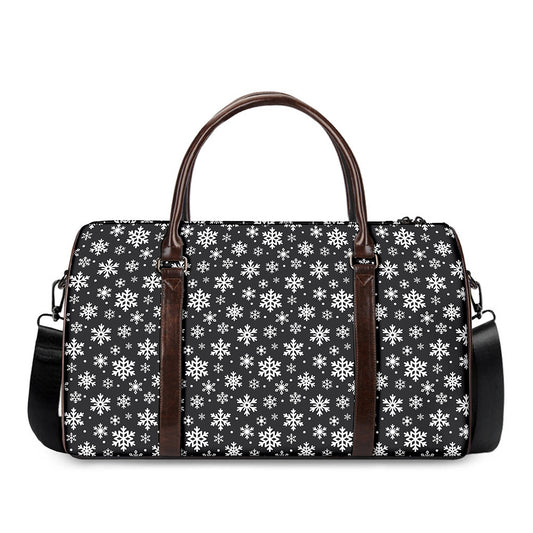 White And Grey Snowflake Pattern Print Duffle Bag