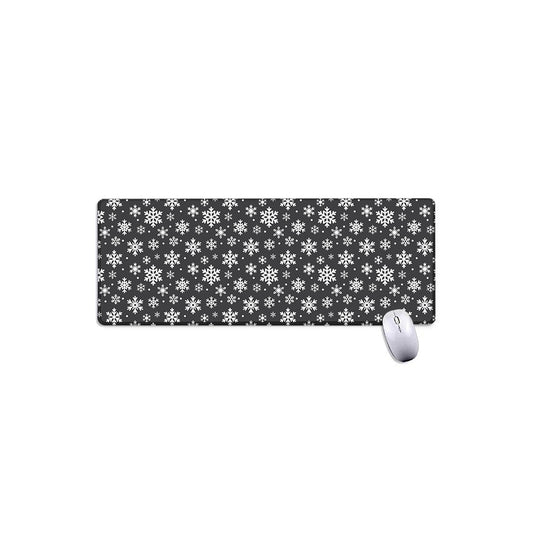 White And Grey Snowflake Pattern Print Extended Mouse Pad