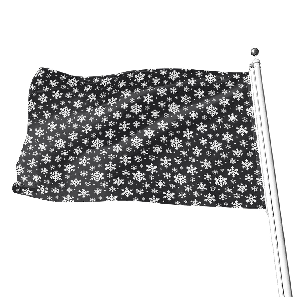 White And Grey Snowflake Pattern Print Flag