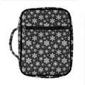 White And Grey Snowflake Pattern Print Front Pocket Bible Bag